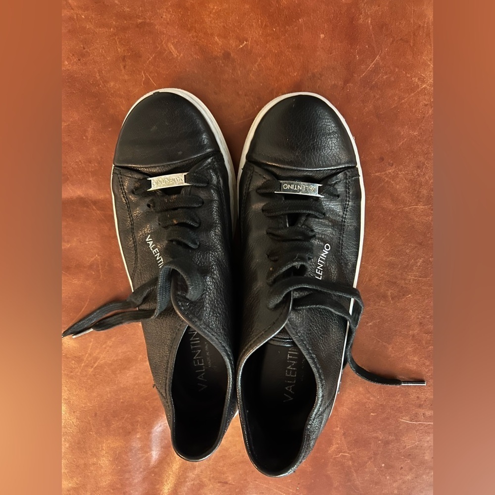 Valentino Black Leather Sneakers 10 - Picture 7 of 12